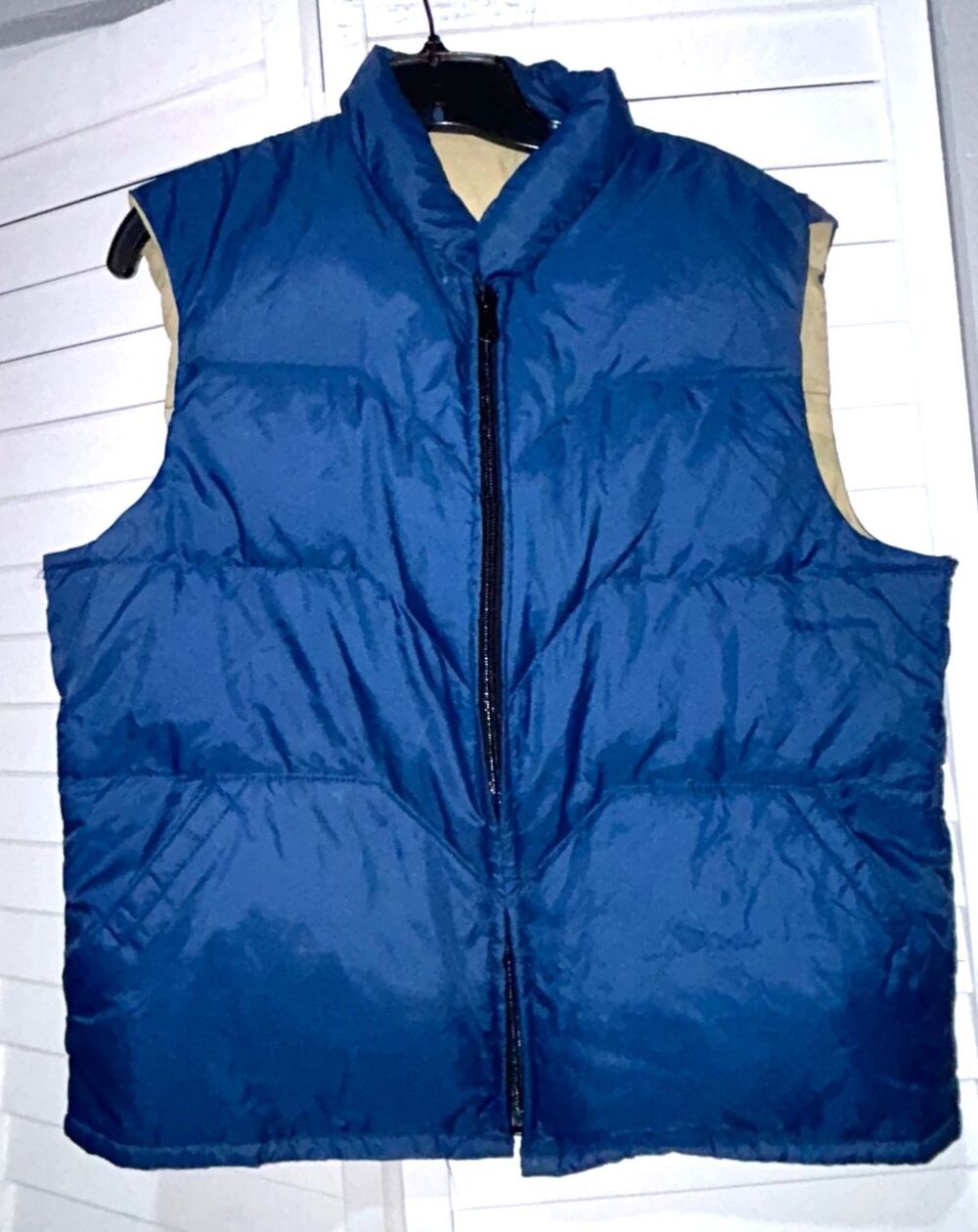 Sears Men's Store Vintage Down Puffer Vest size L Navy Blue Zip Up